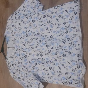 Draper James Printed Denim Popover Top